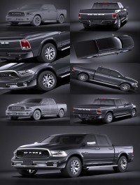 HQ LowPoly Dodge RAM 1500 Laramie Limited 2015 VRAY 3D Model