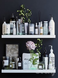 Shelves with cosmetics and bathroom decor 1