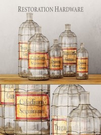 RH / 19TH C. CAGED APOTHECARY BOTTLE COLLECTION