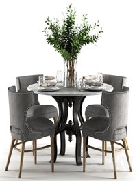 Ashford Task Chair with Hobbs Round Dining Table-marble top