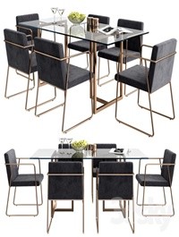 CB2 rouka chair & rectangular dining table