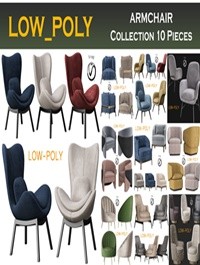 Cgtrader ARMCHAIR Collection 10 Pieces 3d model VR / AR / low-poly 3d model