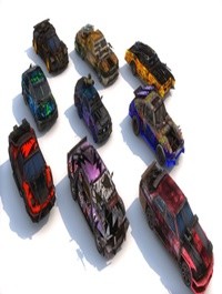 Pack Of 9 low poly game ready monster death race cars