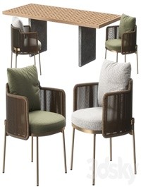 Tape chair Quadrado table by Minotti