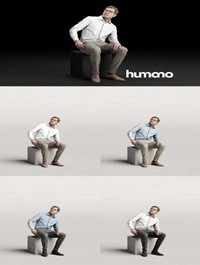 Humano Elegant business man in shirt sitting and looking 0115 3D model