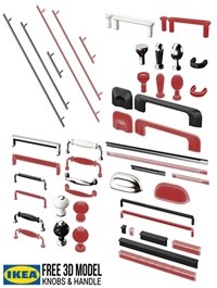 FREE IKEA KNOBS & HANDLES 3D MODEL