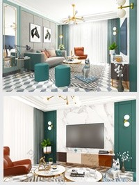 American light luxury home renderings Decors & 3D Models Template MAX