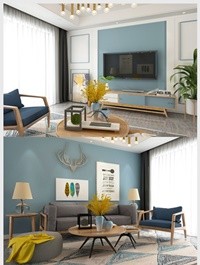 Nordic style home effect Decors & 3D Models Template MAX