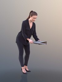 Working Business Girl Low-poly 3D model