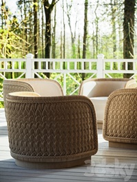 Mcguirefurniture LAURA KIRAR COASTAL BRAIDED SWIVEL LOUNGE CHAIR