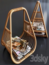 Journals set and wicker stand made of natural rattan