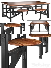 Space table with bar stools