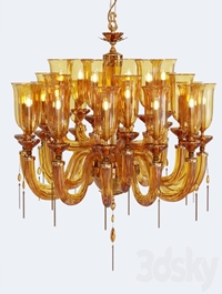 Chandelier Euroluce Julienne Amber L12 + 6 + 6 Glass