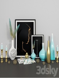 Blue, and ,Gold ,Decorative, Set