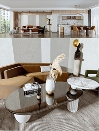 Modern minimalist living room dining room 3d model