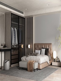 Modern master bedroom scene