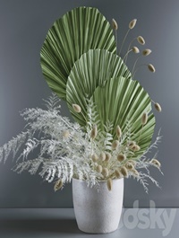 Bouquet, with, fern, and ,lagurus
