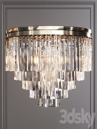 Restoration Hardware 1920S ODEON CLEAR GLASS FRINGE 5-TIER FLUSHMOUNT Nickel