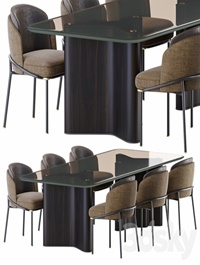 Minotti lou dining table & chair fil noir