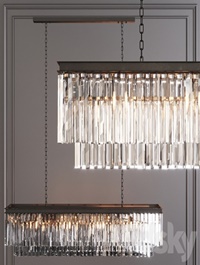 Restoration Hardware 1920S ODEON Clear Glaser FRINGE RECTANGULAR CHANDELIER 59 Black