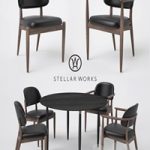 Stellar Works Slow Side Chair Dining Chair and Dining Table