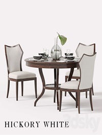 Hickory White Halsey Side Chair and Round Dining Table
