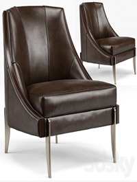 Keene Modern Classic Espresso Brown Leather Bronze Arm Chair
