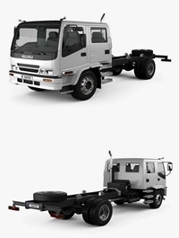 Isuzu FTR 800 Crew Cab Chassis Truck 1997 3D Model