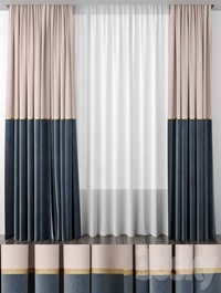 Curtains baked milk and gray-blue 50/50