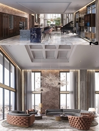 Interior Kitchen – Livingroom Scene