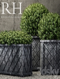 Restoration Hardware weathered steel lattice planters