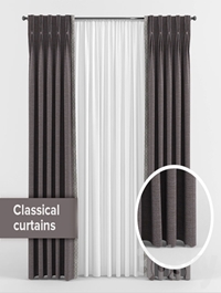 Curtains with triple pleats