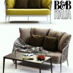 B & Italia ERICA Grey & Yellow Sofa
