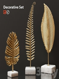 Golden leaves decorative set