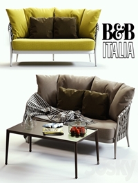 B & Italia ERICA Grey & Yellow Sofa