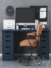 IKEA office workplace with ALEX table and ALEFJÄLL chair