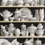 Classic dinnerware set. Porcelain, jug, vase, duckling, gravy bowl, teapot, cup