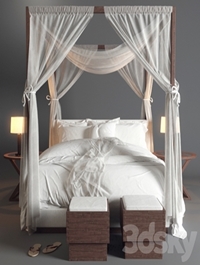 Desert Modern Canopy Bed Ralph Lauren (vray GGX)