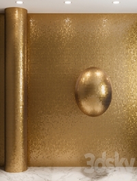 Gold mosaic material on glass