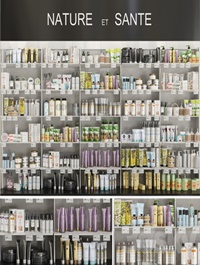 Large showcase in a pharmacy with cosmetics 3. Beauty salon