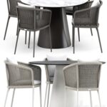 Knot armchair and cone ii dining table round 140 by janus