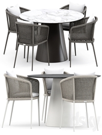 Knot armchair and cone ii dining table round 140 by janus
