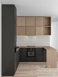 Kitchen Modern - Black and white with wood 50