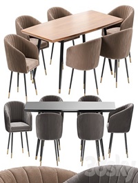 LM-7305 Dining Chair and Curve Table