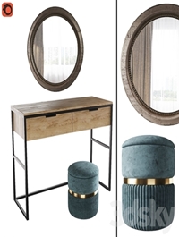 Dressing table Nord, pouf Roma big, mirror Afsan la redoute