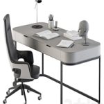 Gray and Black Writing Desk – Office Set 180