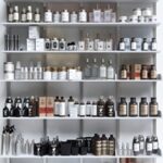 A large set of cosmetics for beauty salons and in the supermarket. Bathroom accessories