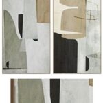 Large Mid-Century Abstract Neutral Wall Art C-410