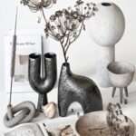 Decorative set with ceramic and heracleum 09