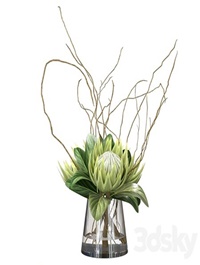 Green bouquet with protea
